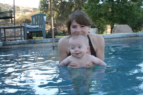 first swim in the pool, 6 months